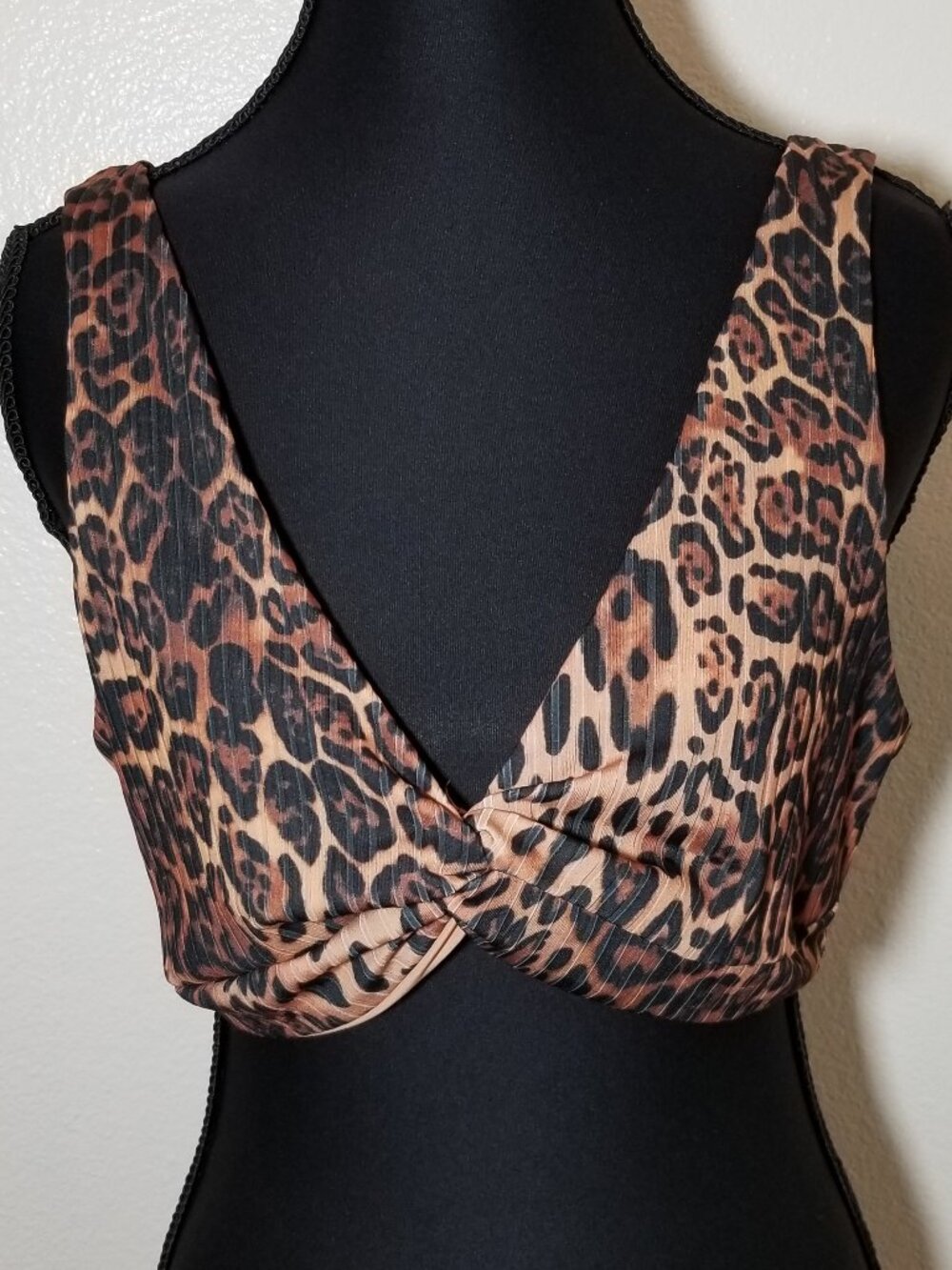 Asos Womens Size 14 Leopard Print Bikini Top Bra Beach Festival Sexy Rave NWOT